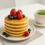 Fluffy golden pancakes topped with berries and honey on a breakfast table, inspired by the Martha Stewart Pancake Recipe.