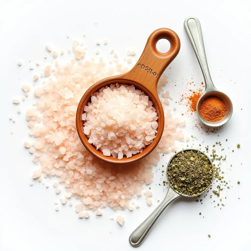 pink_salt_spice_blend_ingredients pink salt seasoning blend ingredients on white surface