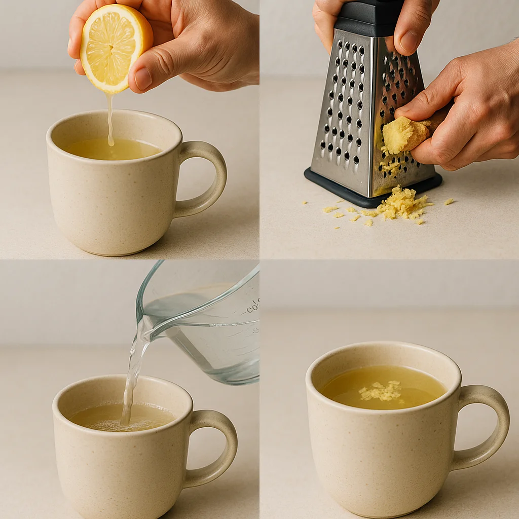 step_by_step_natural_mounjaro_recipe_prep Step-by-step prep for natural detox drink with lemon and ginger