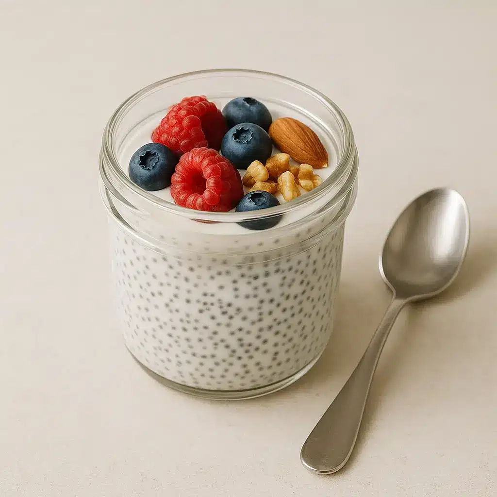 chia-yogurt-breakfast-served soak chia seeds in yogurt served with toppings