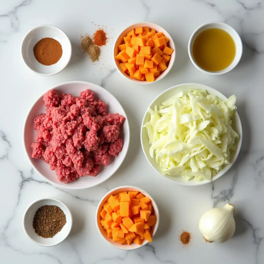 ground-beef-sweet-potato-ingredients Ingredients for ground beef sweet potato recipe