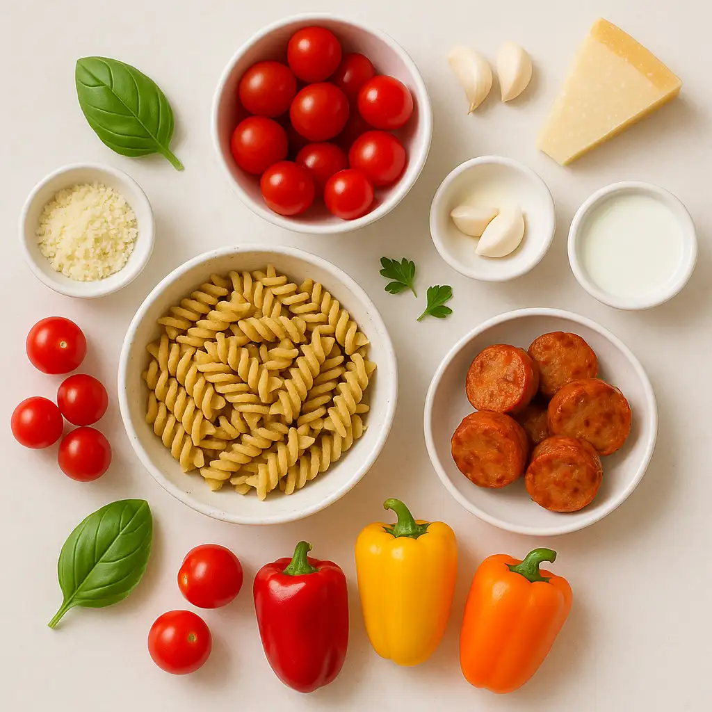 low_carb_rotini_ingredients Low carb rotini pasta ingredients displayed
