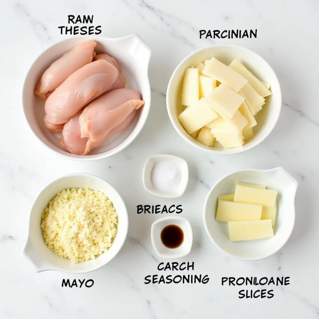 parmesan-crusted-chicken-ingredients Ingredients flat lay for parmesan crusted chicken