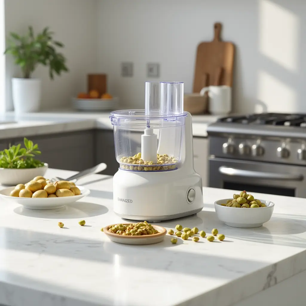 pistachio-butter-making-modern Making pistachio butter in a modern kitchen