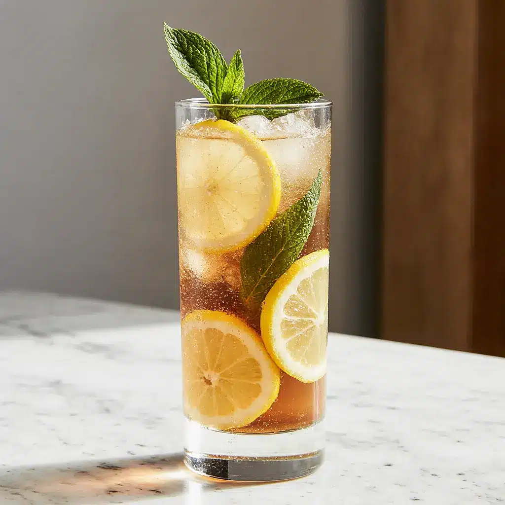 sparkling tea recipes served in a modern summer glass