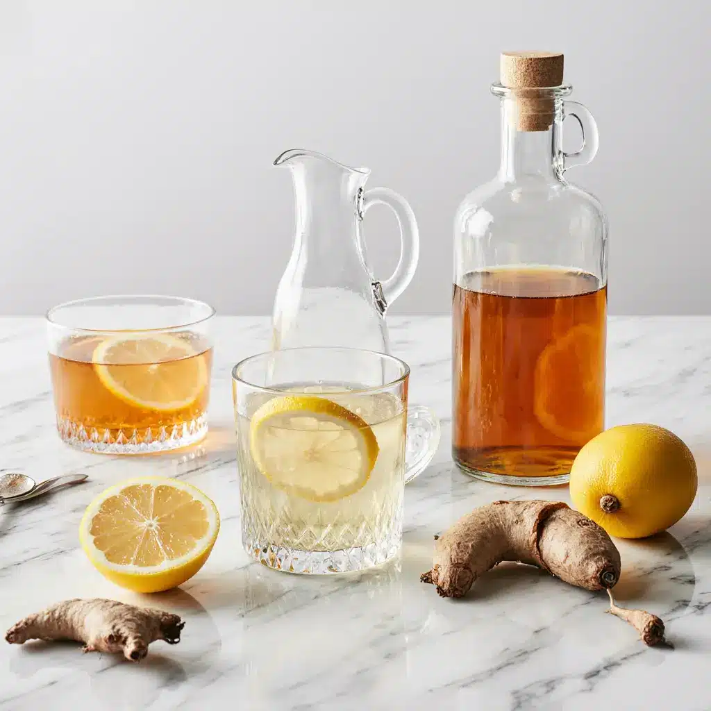 modern tonic drinks on clean counter