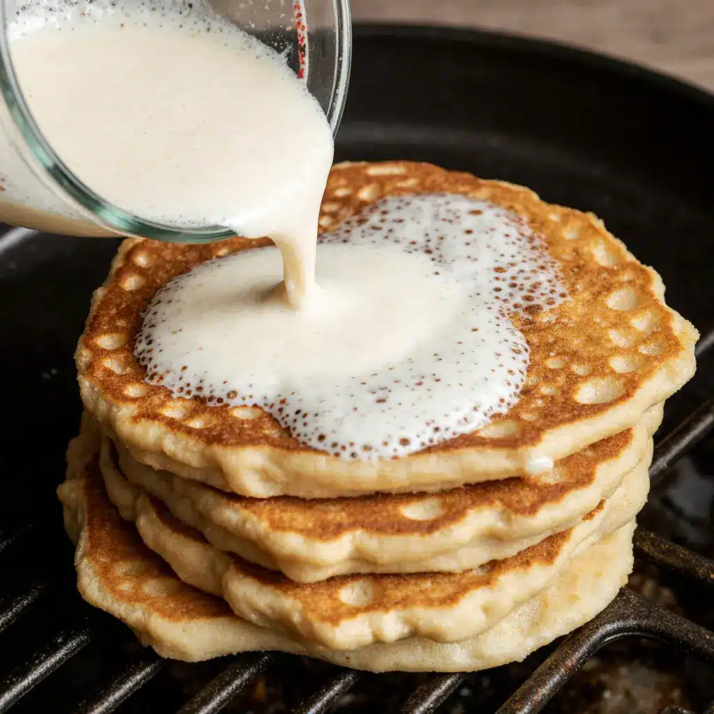 pouring-namaste-pancake-batter pouring namaste pancake batter on griddle