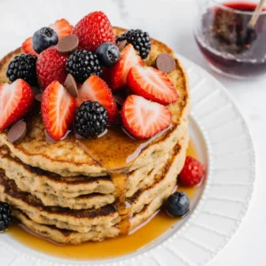 serving gluten free pancake mix with toppings