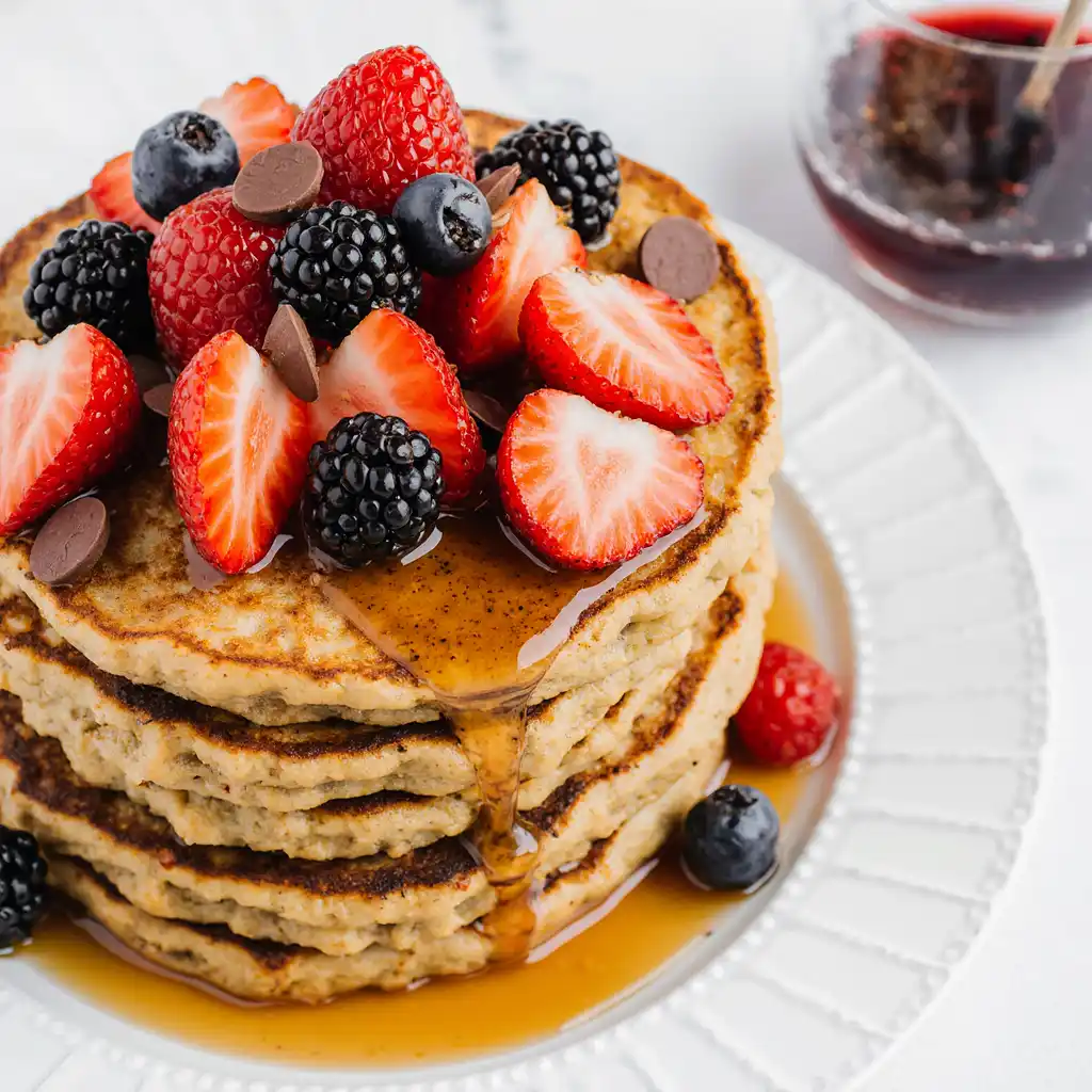 serving-gluten-free-pancake-mix-toppings serving gluten free pancake mix with toppings