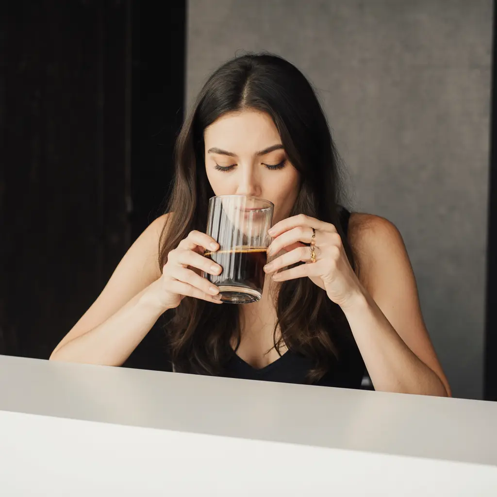 yerba-mate-satiety-drink woman enjoying yerba maté for appetite control