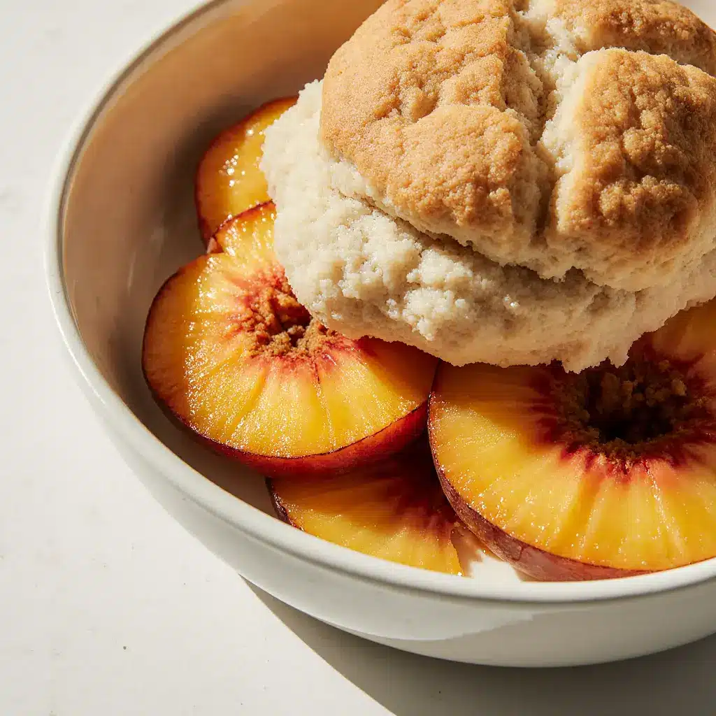 peach-cobbler-step Preparing peach cobbler in clean ceramic dish
