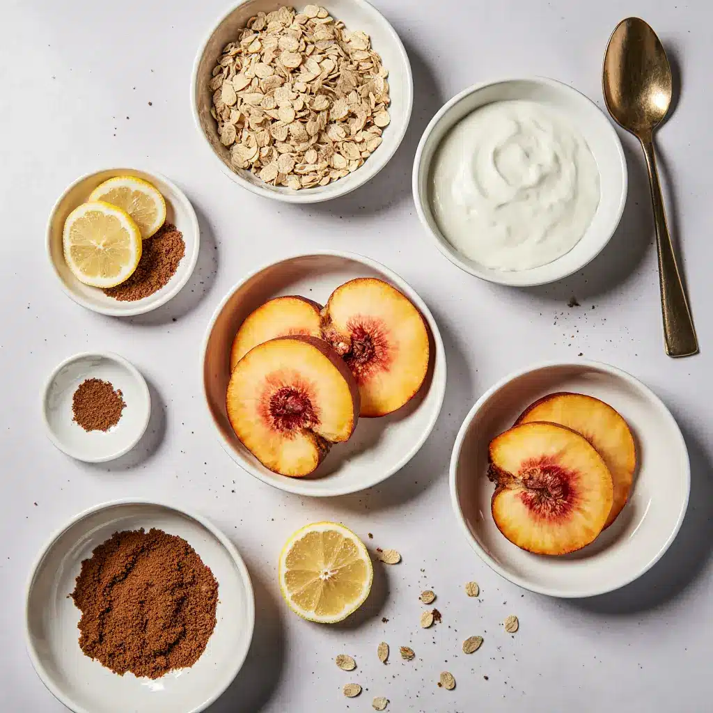 peach-ingredients-isolated Peach recipe ingredients isolated with soft light