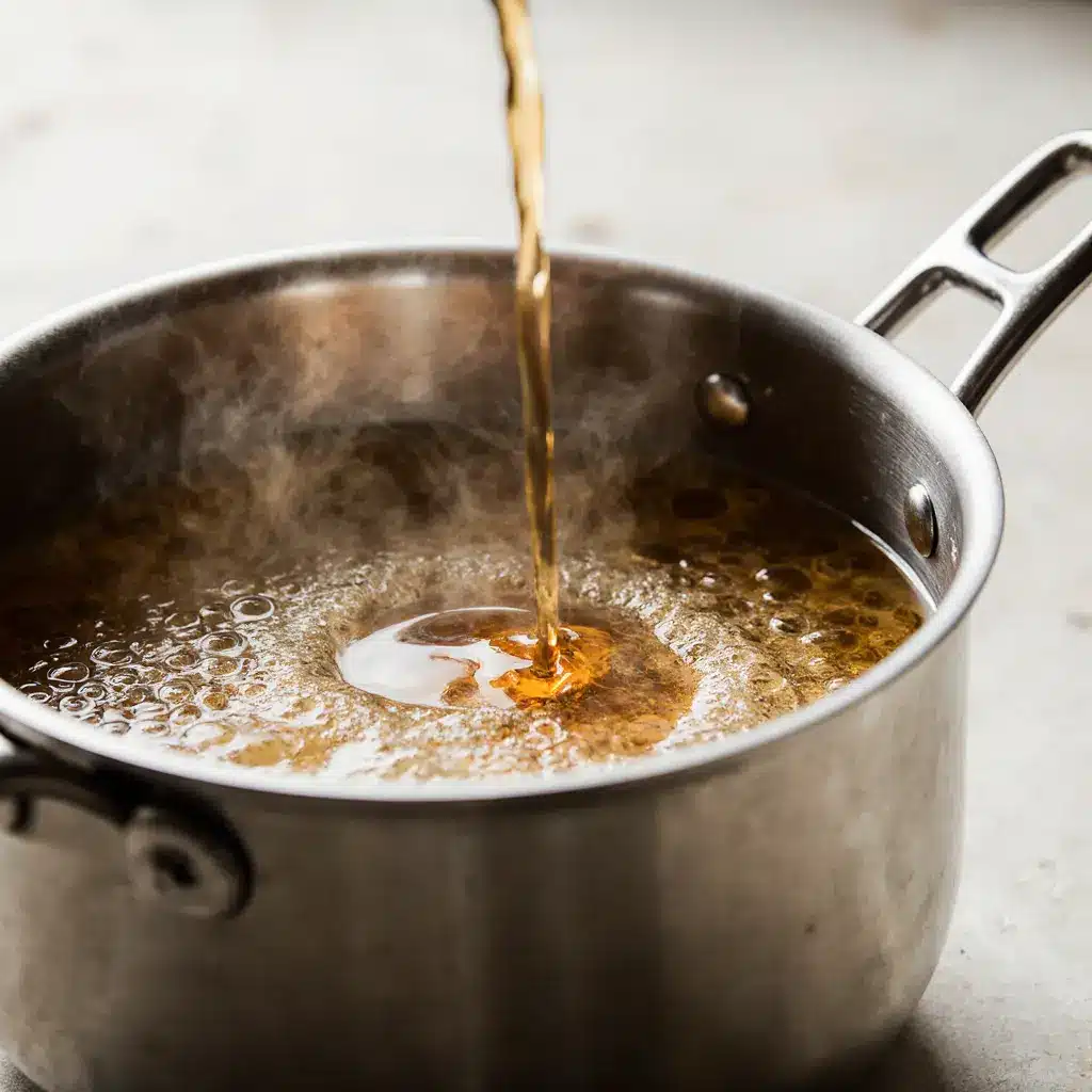 peach-syrup-boiling-close Peach syrup boiling in a steel pot