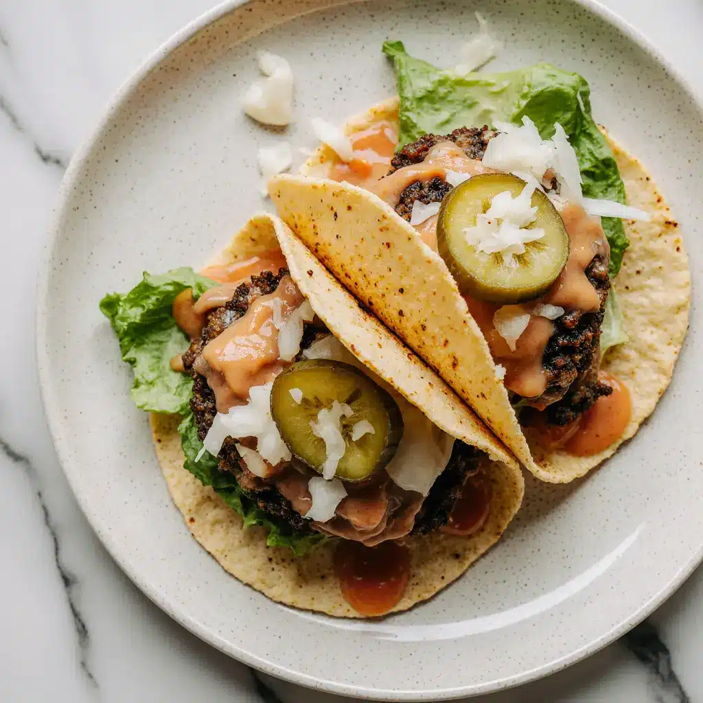 smash burger tacos with melted cheese
