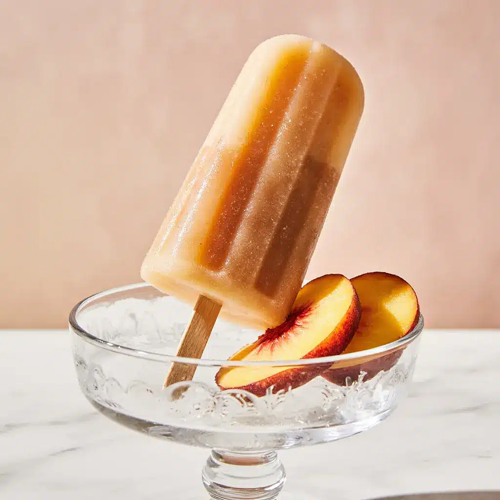 Sweet Tea Peach Popsicles close-up with fresh peaches