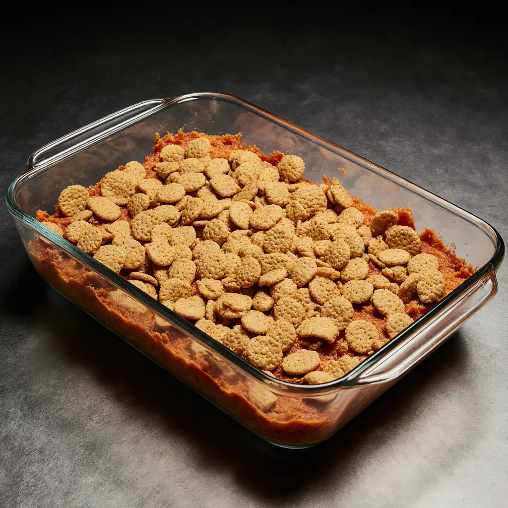 Assembling the Dish Layering Neiman Marcus Chicken Casserole