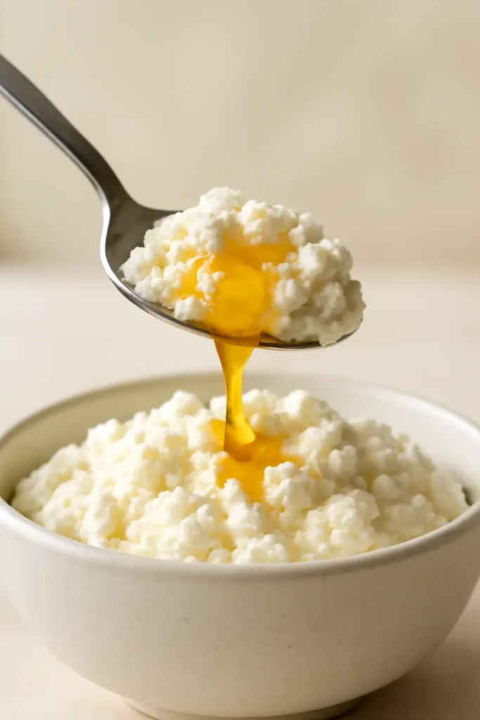 Creamy Homemade Ricotta Cheese Spoon with Honey