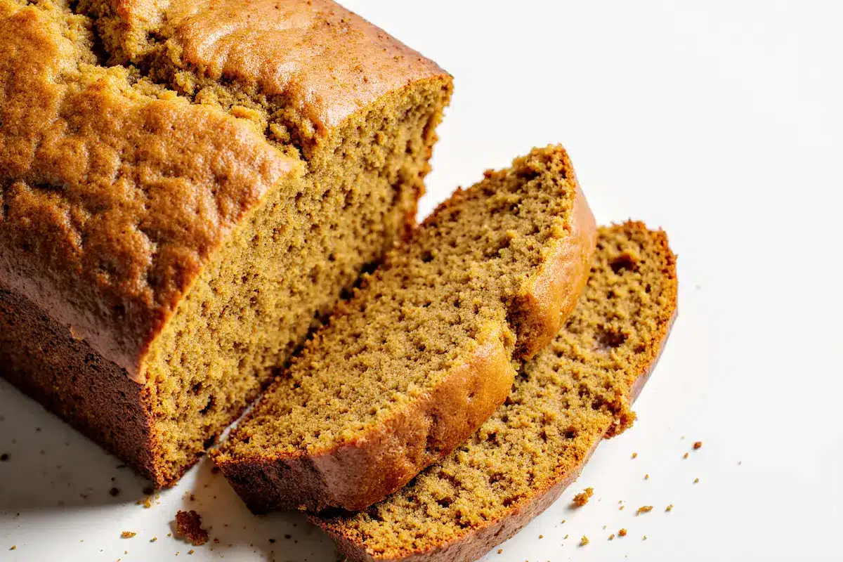 Moist golden Libby's Pumpkin Bread loaf with visible warm autumn spices