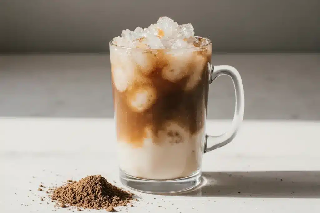 Proffee Health Benefits Homemade iced Proffee with protein powder for health