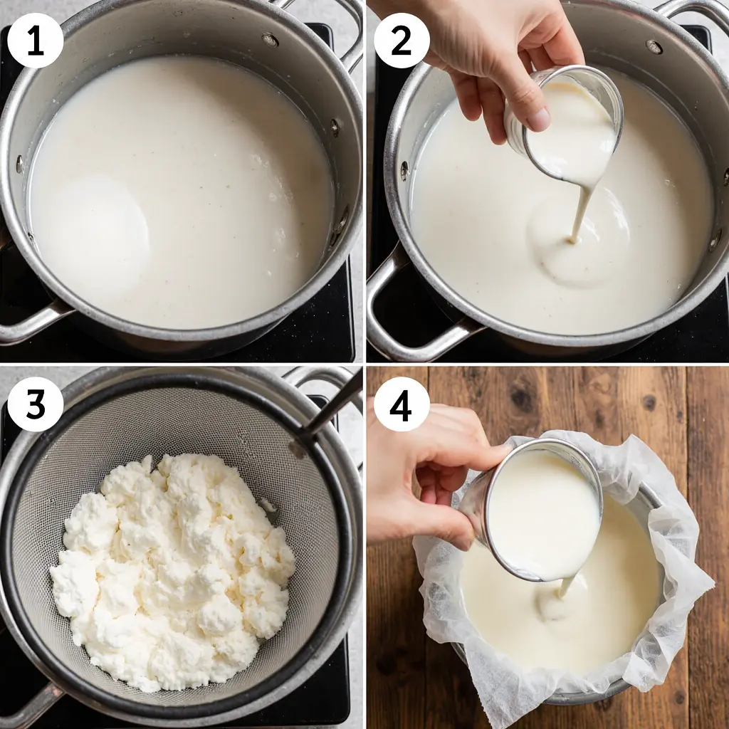 Step-by-Step Process for Making Homemade Ricotta Cheese