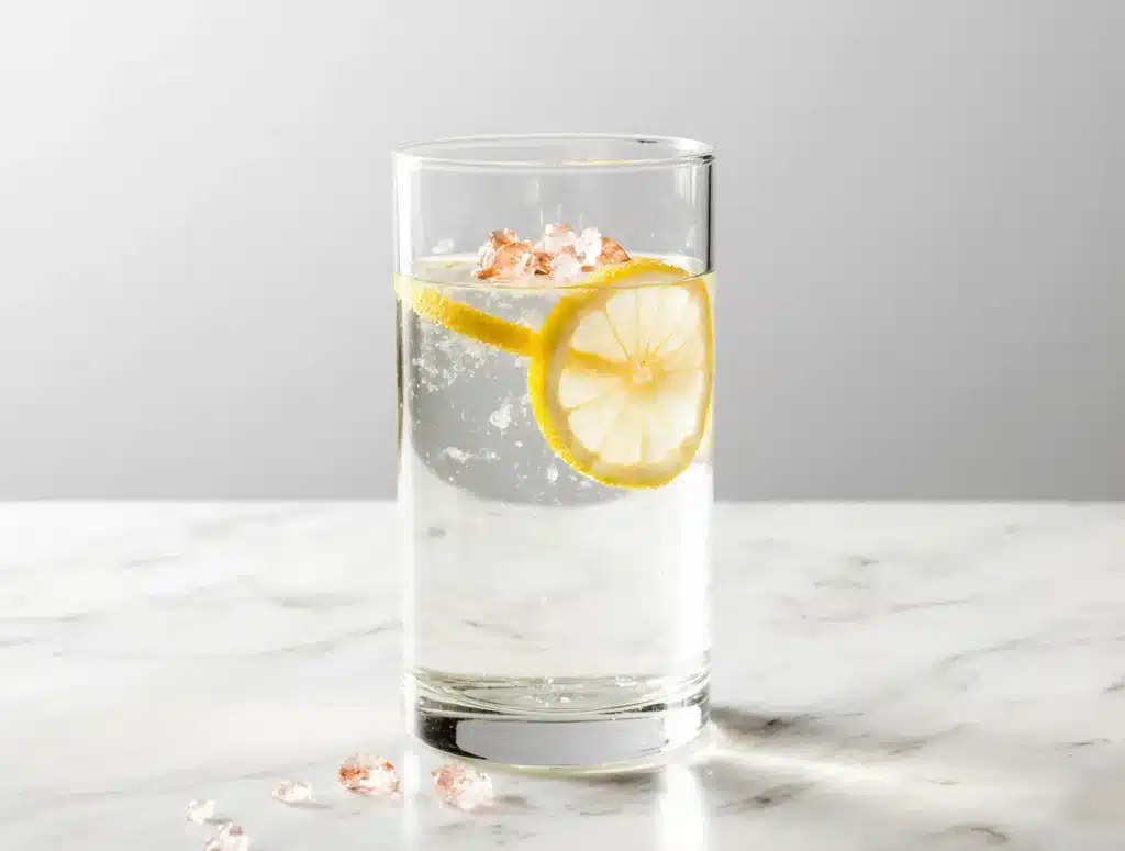 Zepbound Ingredients Flat Lay Zepbound drink ingredients including lemon, apple cider vinegar, and pink salt