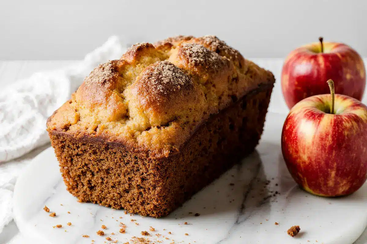 apple cider donut bread recipe with cinnamon sugar coating