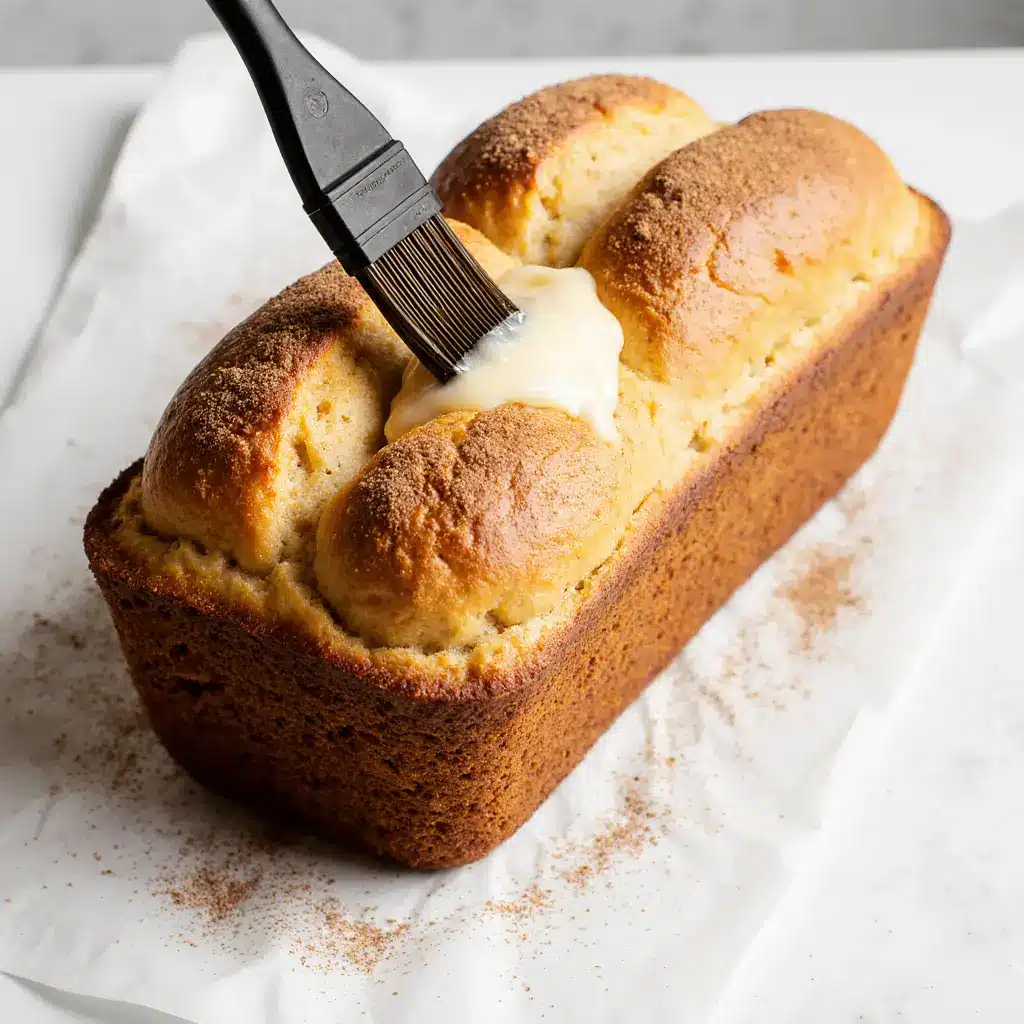 Cinnamon_Sugar_Coating_Apple_Cider_Bread brushing butter on apple cider donut bread