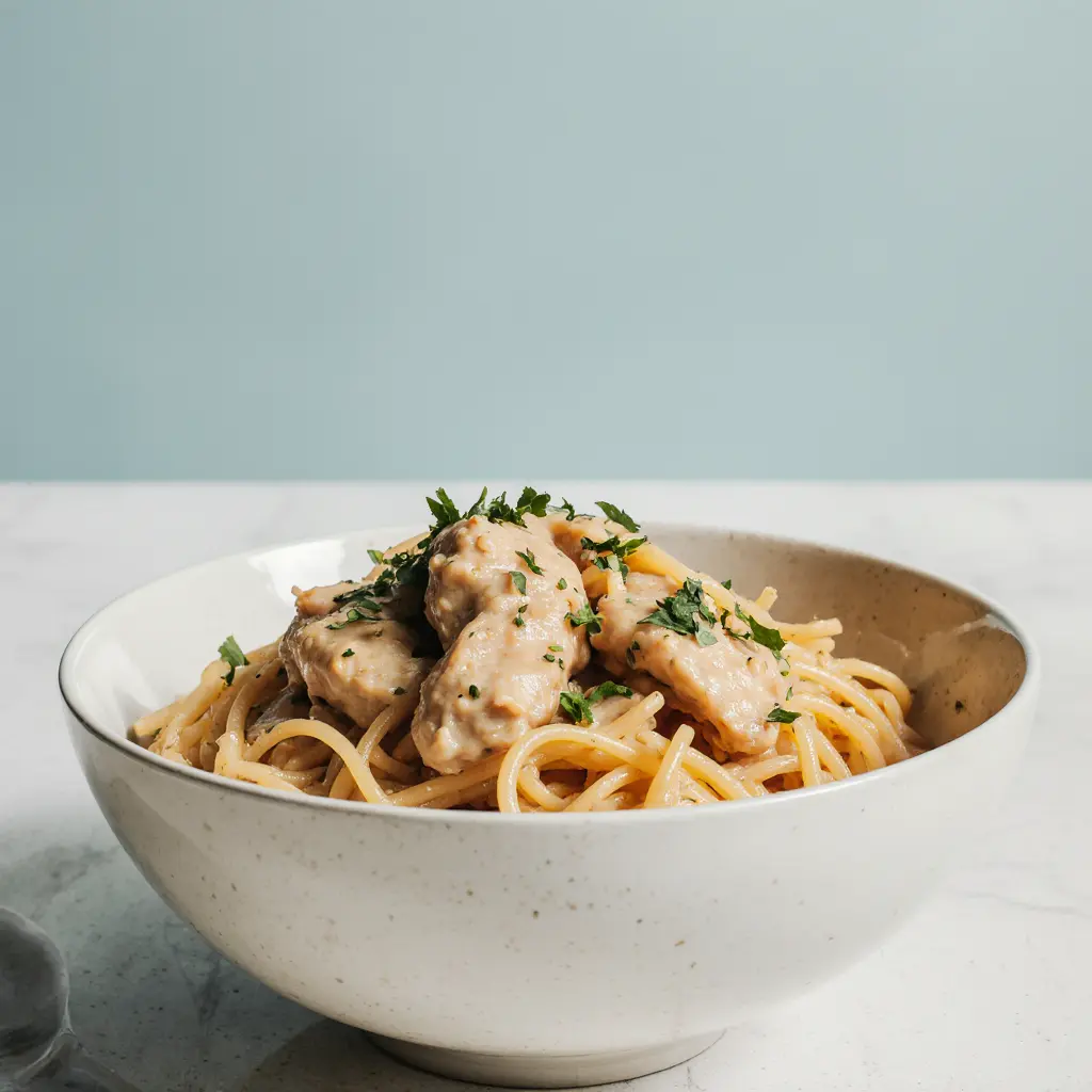 cowboy-butter-chicken-linguine-recipe-bowl-modern bowl of cowboy butter chicken linguine recipe.