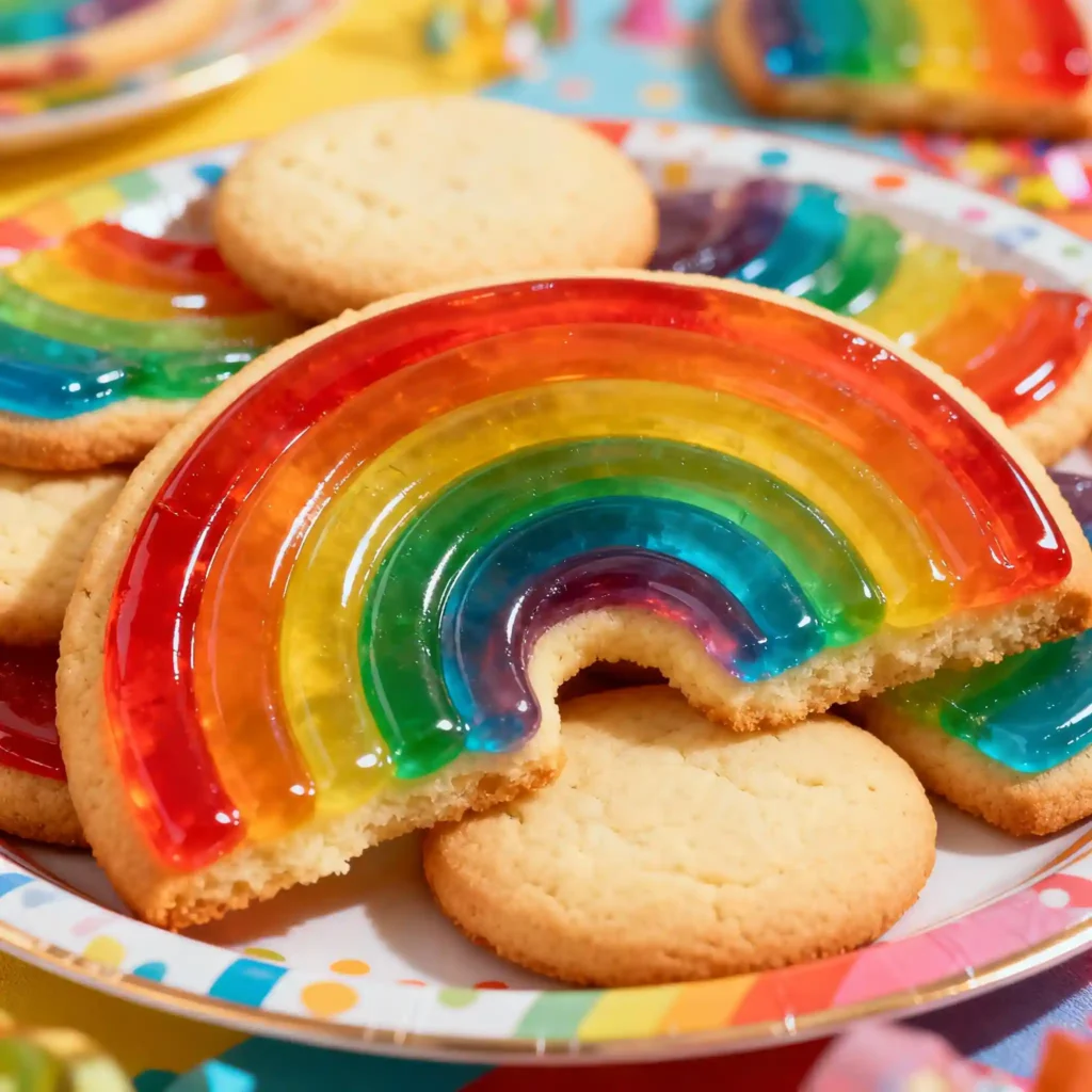 Festive-Platter-of-Rainbow-Jello-Sugar-Cookies Rainbow Jello Sugar Cookies party platter