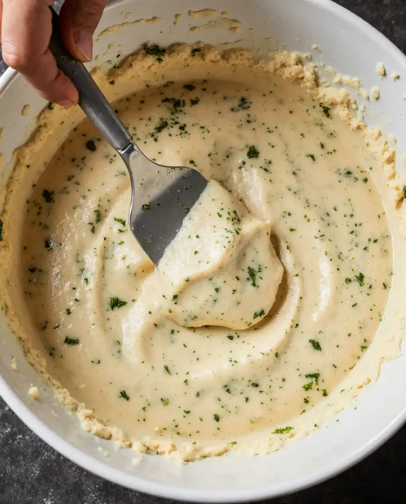 Folding Feijoa Cake Batter Mixing the Feijoa Cake Batter