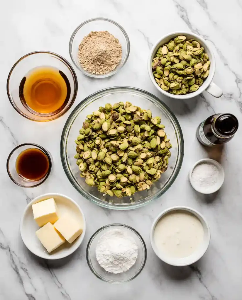 pistachio-cake-recipe-ingredients pistachio cake recipe ingredients with fresh pistachios and butter