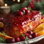 Cranberry Orange Glazed Turkey beautifully glazed with fresh cranberries and orange slices