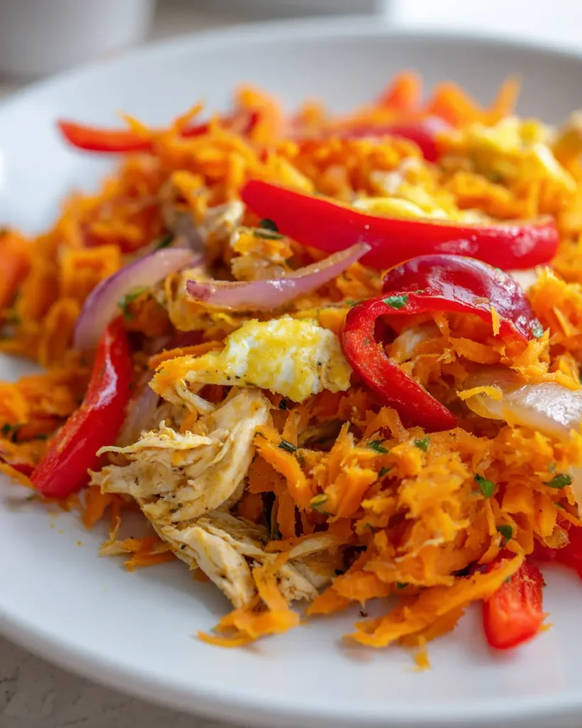 Paleo Recipes spicy sweet potato chicken hash savory breakfast