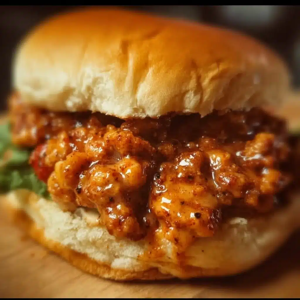 Cajun Chicken Sloppy Joes served on a plate with toppings