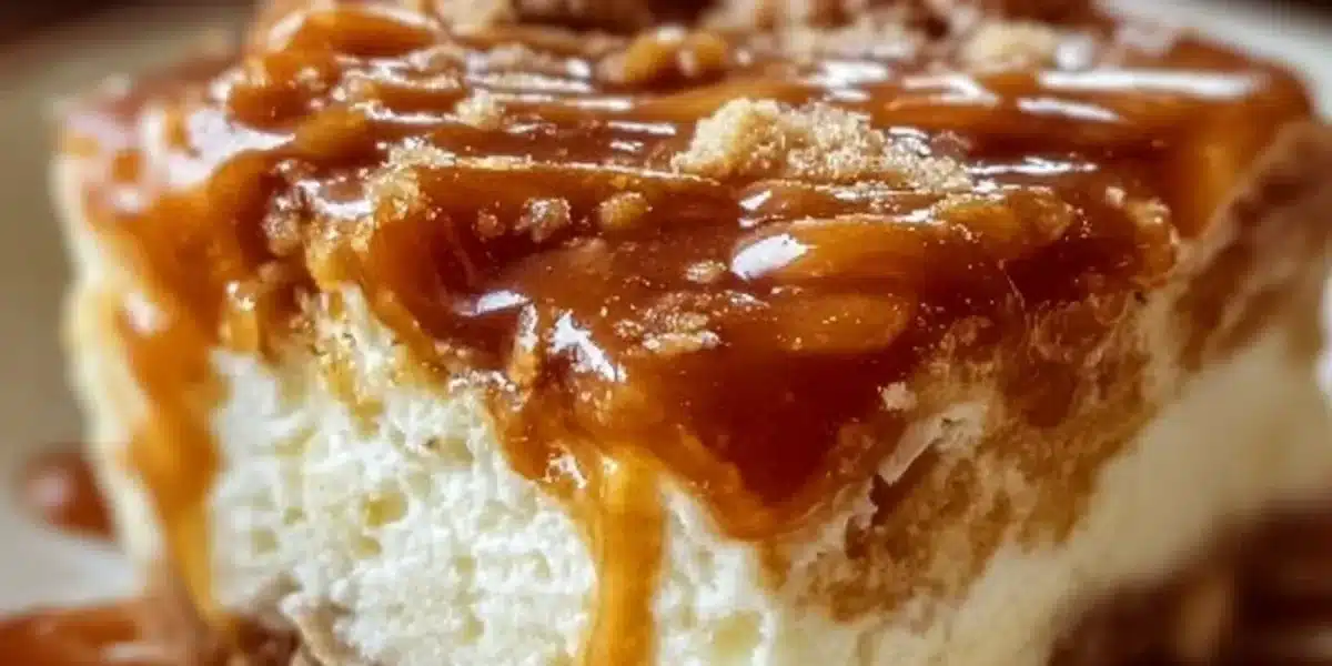 Delicious caramel apple cheesecake bars served on a plate, perfect fall dessert.