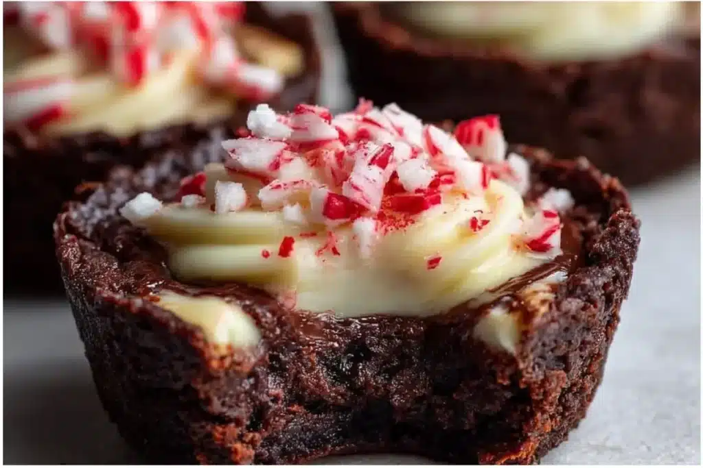 Delicious Chocolate Peppermint Cookie Cups ready for serving.