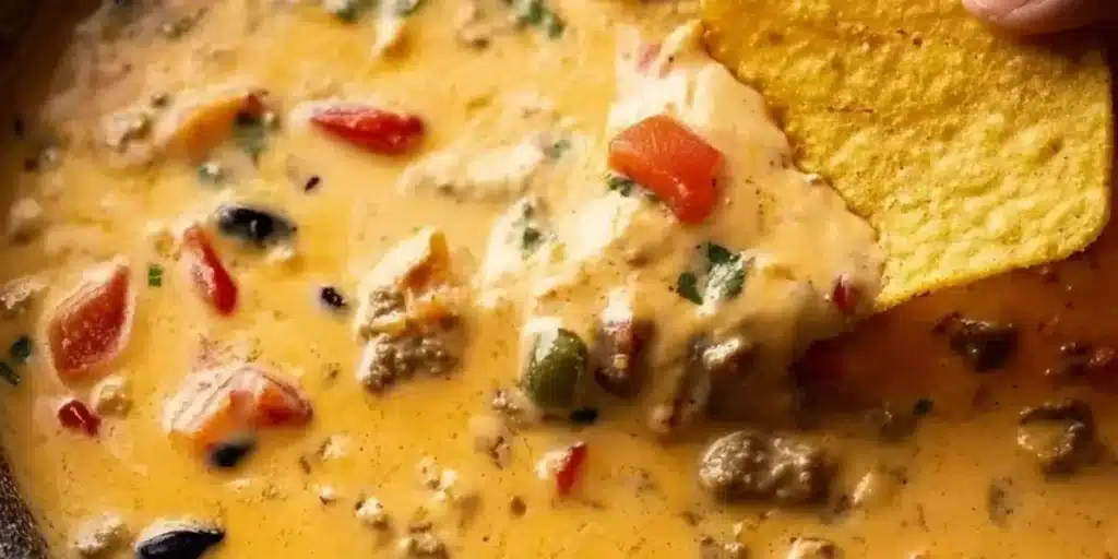 Bowl of Cowboy Queso, a spicy cheesy dip perfect for gatherings