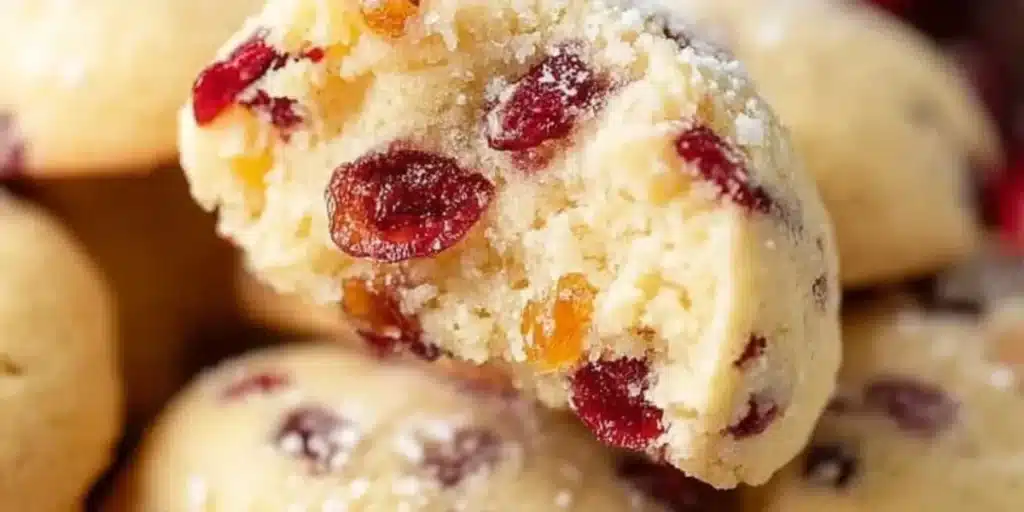 Cranberry Orange Sandies on a festive Christmas table