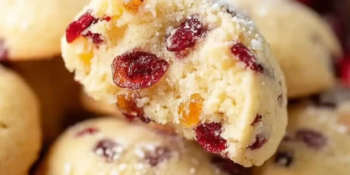 Cranberry Orange Sandies on a festive Christmas table