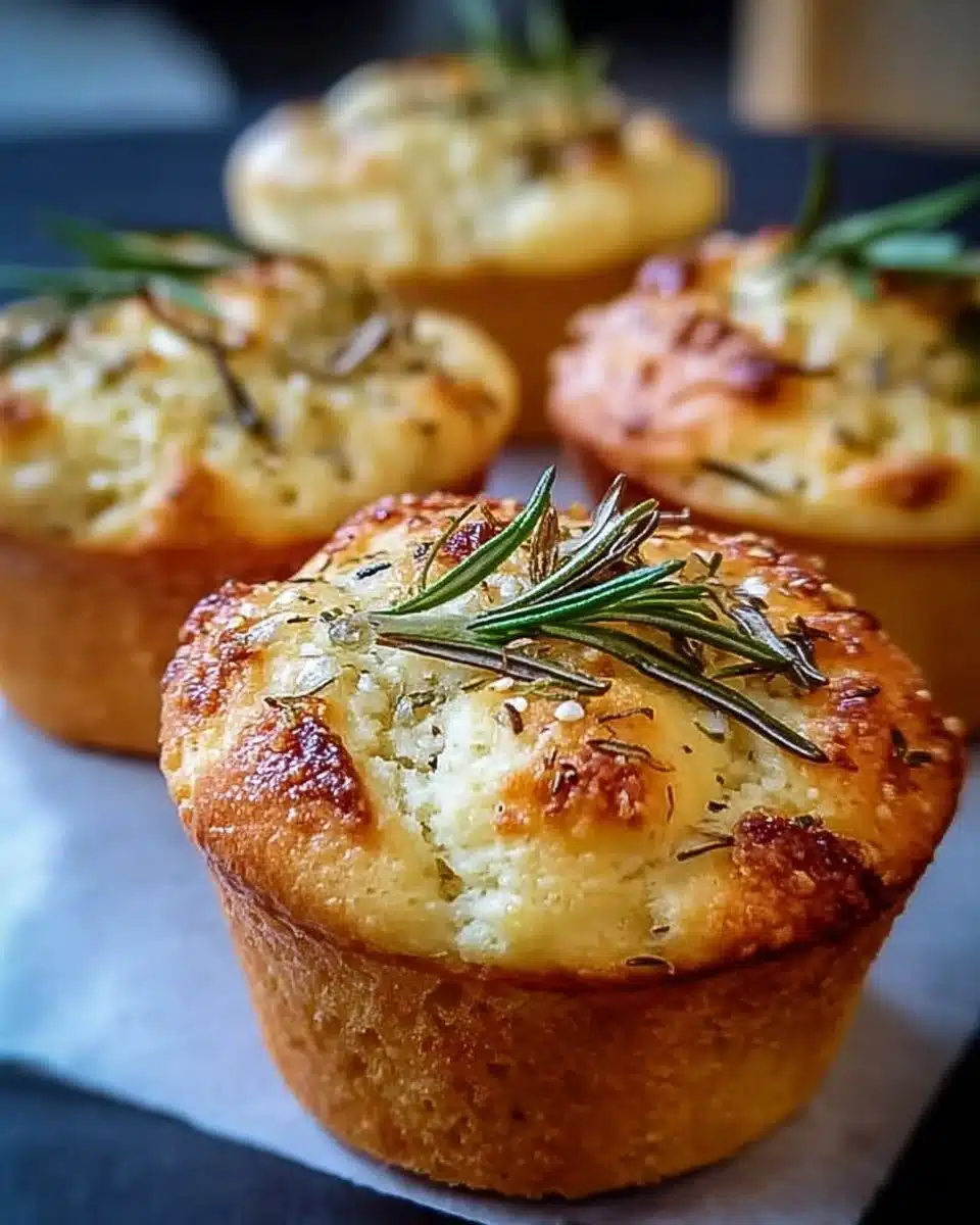 Delicious garlic rosemary focaccia muffins ready to enjoy