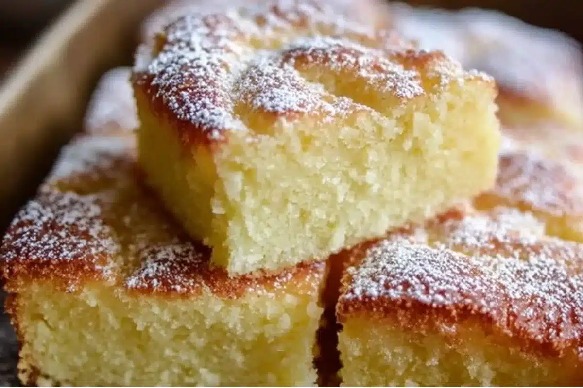 Delicious slice of French butter cake topped with fresh berries