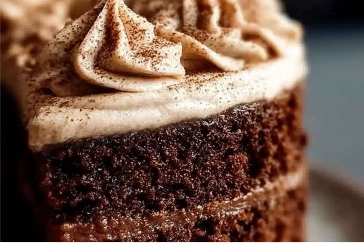 Gingerbread Cake with molasses frosting, a festive holiday dessert
