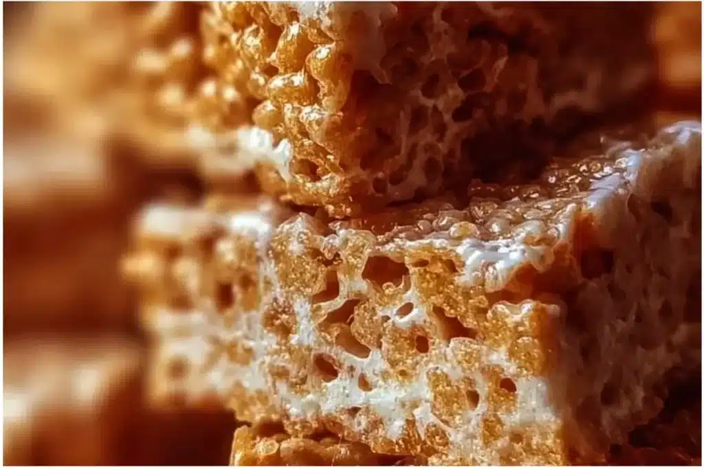 Delicious homemade Gingerbread Rice Krispie Treats on a festive plate.