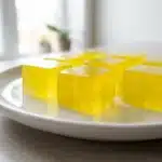 A plate of the firm jello weight loss recipe ready to eat.