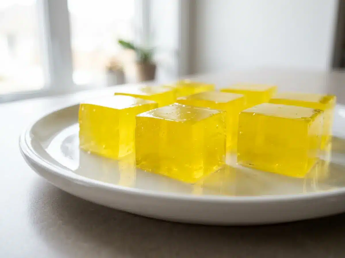 A plate of the firm jello weight loss recipe ready to eat.