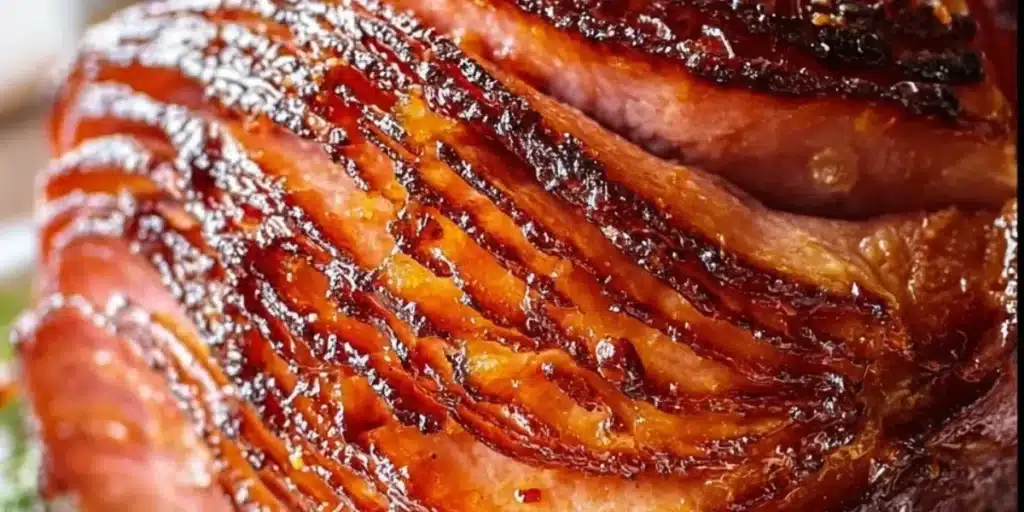 Deliciously prepared honey glazed ham on a serving platter, perfect for any event.