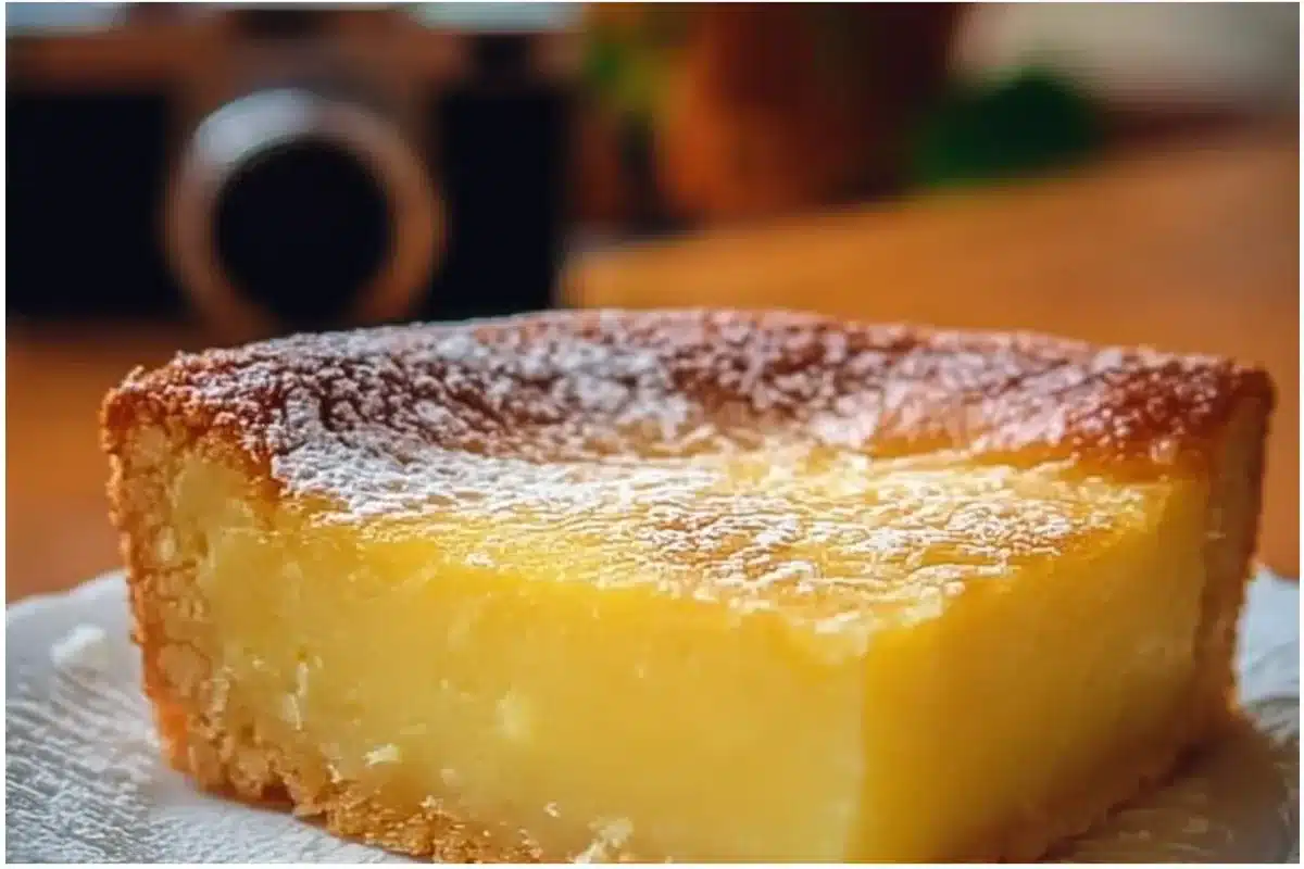 Italian Grandma's lemon custard cake with a zesty lemon flavor