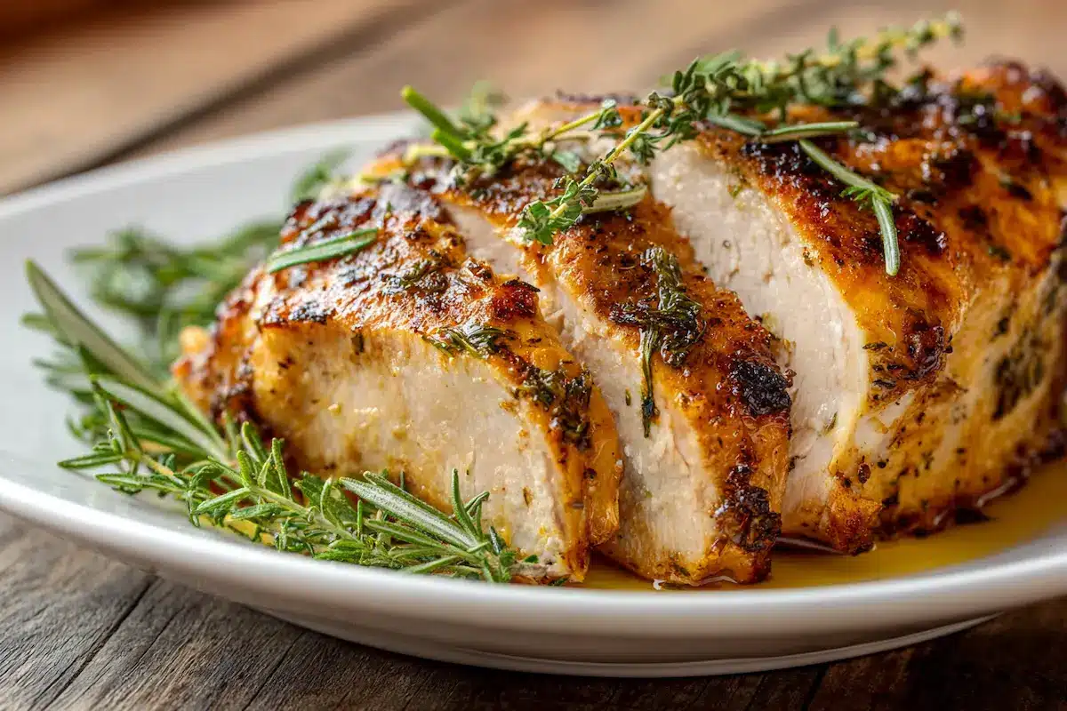 Juicy slow cooker boneless turkey breast seasoned and cooked to perfection