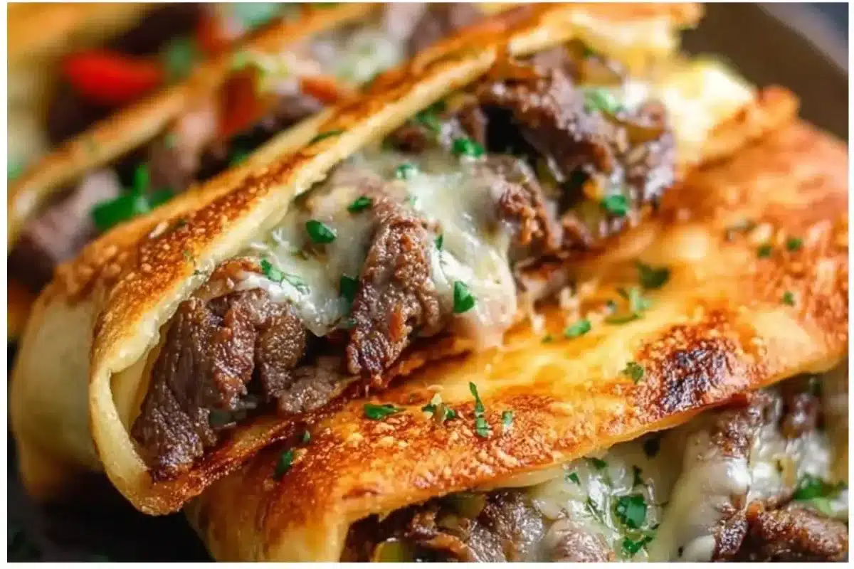Keto Philly Cheesesteak Rolls on a plate, low-carb version of the classic dish