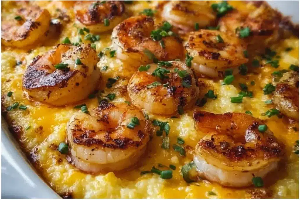 Shrimp & Grits Cserole: A Savory Southern Comfort Dish 25 Shrimp and grits casserole topped with shrimp and spices, Southern comfort dish